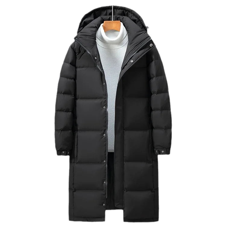 New Winter Fashion Youth Middle and Long Clothes Men'S Korean Version Popular Bread Down Cotton Thickened Warm Coat Boy