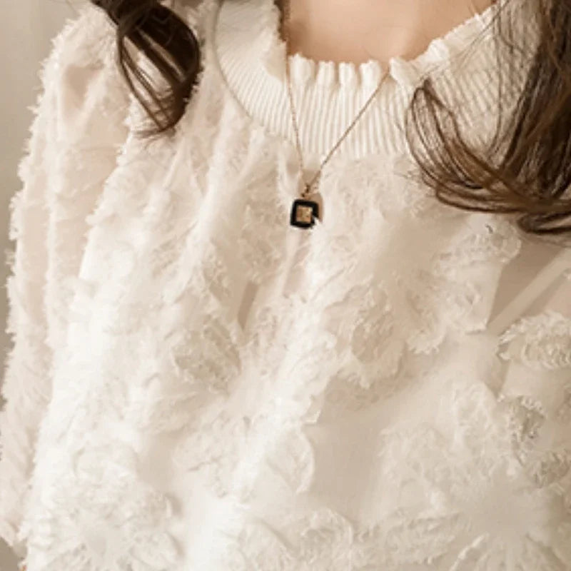 Elegant Women Blouse Fashion Lace Summer Half Sleeve Clothes Korean Style Ins Fairy Comfortable Leisure Party Feminine Tender