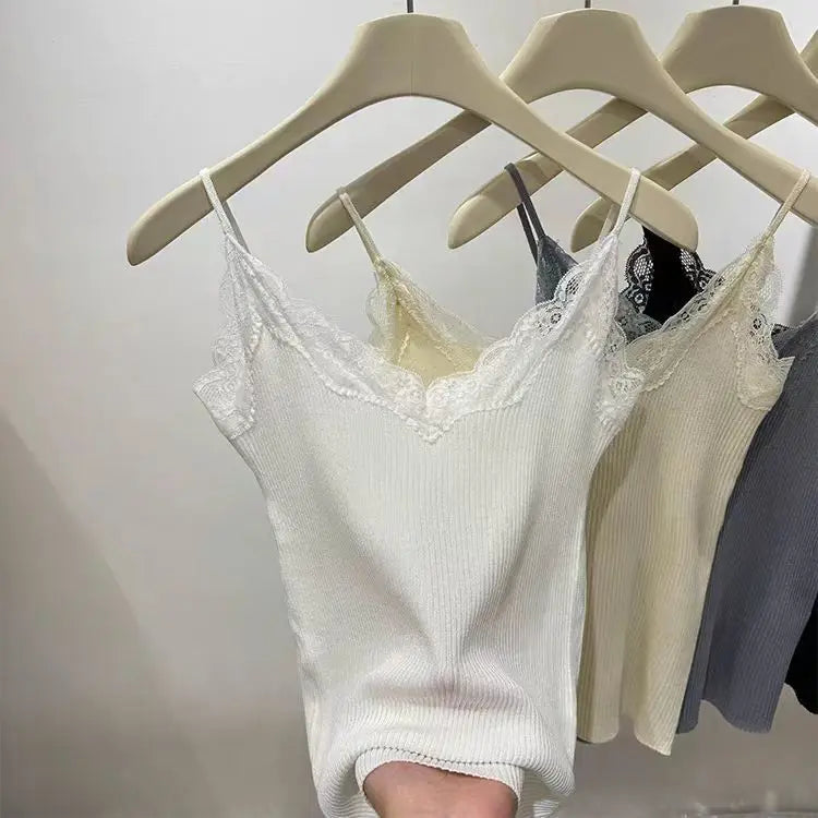 2025 Lace Tank Top Women Cropped Cute Camis Sexy White Tank Tops Female Korean Sleeveless Black Vest Summer Y2k Clothes