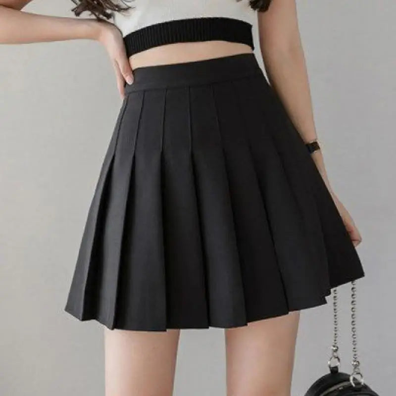 Skirt Women's High Waist Versatile Harajuku Solid Color Clothes Girl Fashionable Mini Pleated Skirt Female Student Uniform Skirt