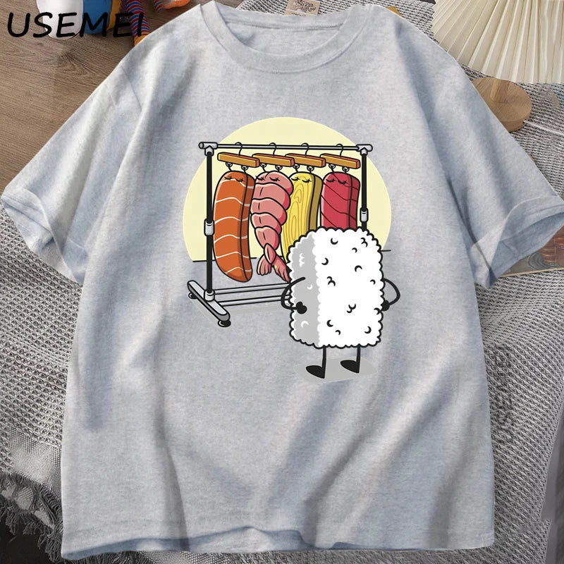 Sushi Wardrobe T Shirt Women Men Funny High Quality T-shirt Cotton Graphic T Shirts Loose Short-sleeve Pritned Tshirt Man Tops