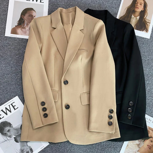 2025 Women Jacket New in Korean Fashion Small Suit Top Brown Suit Coat Clothes Loose Straight Temperament Slim Blazer for Women