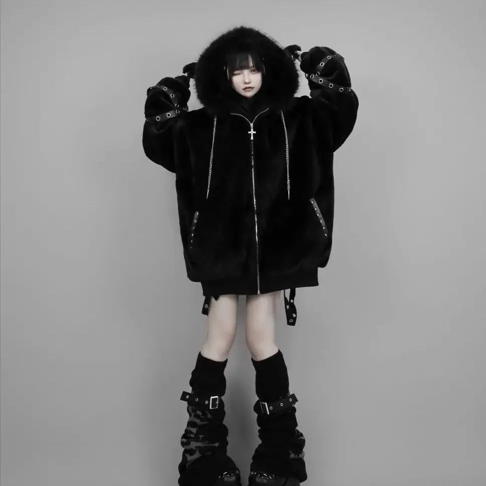 New in coats & jackets, Y2k Women's Zip-up Skull Print Hoodies, woman clothing hoodie,korean popular clothes, Harajuku Coat