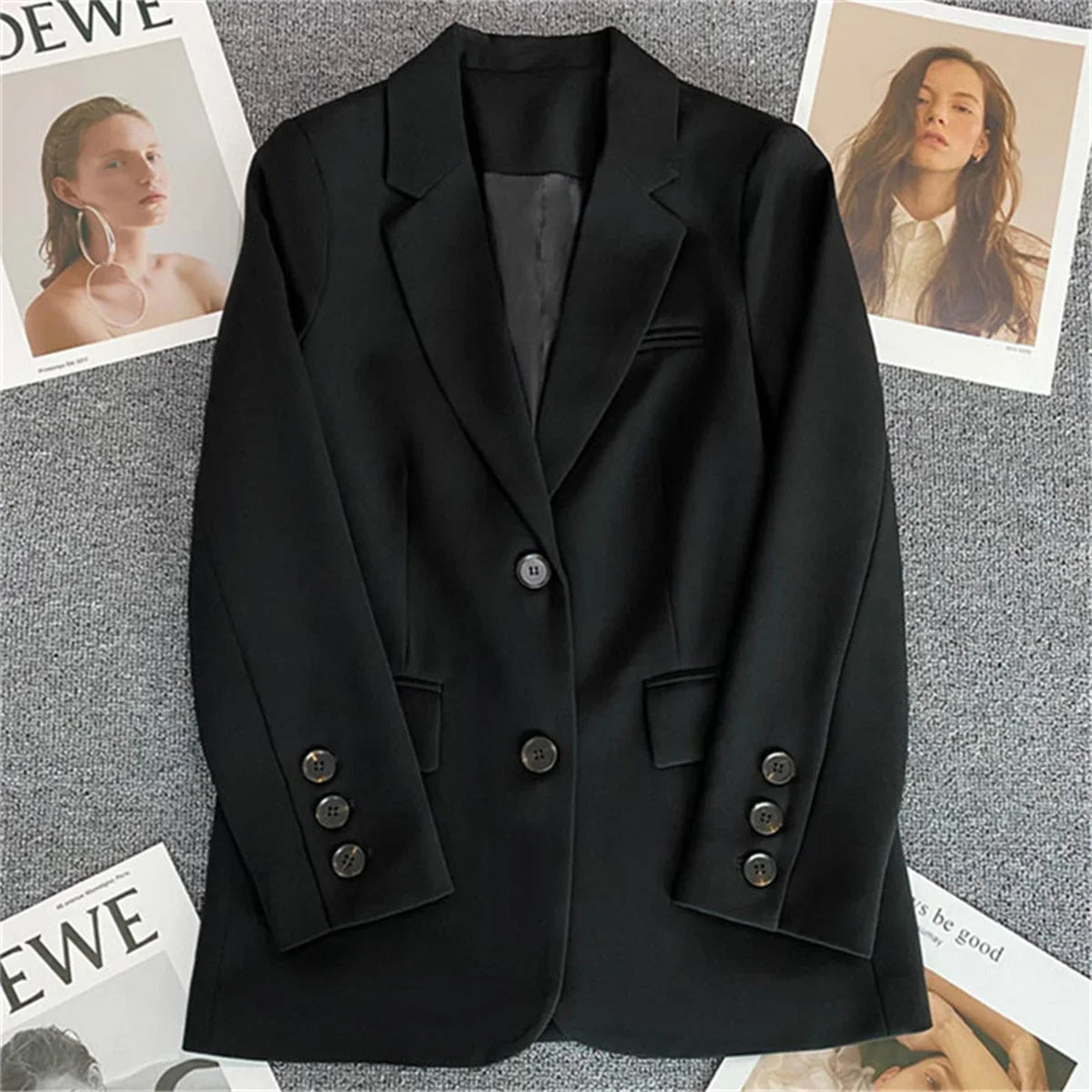 2025 Women Jacket New in Korean Fashion Small Suit Top Brown Suit Coat Clothes Loose Straight Temperament Slim Blazer for Women