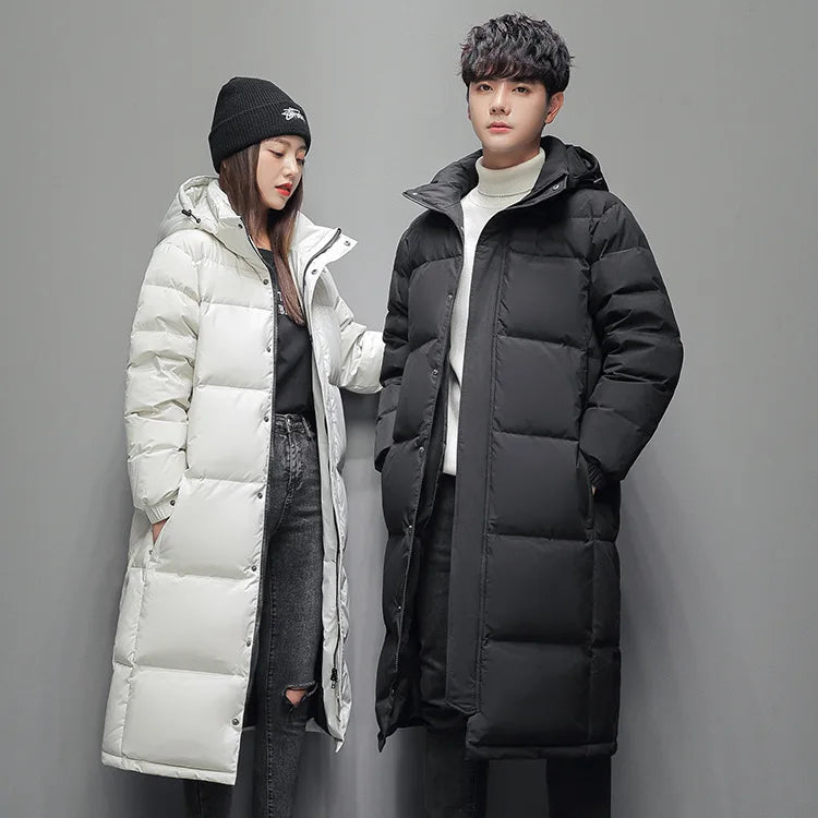 New Winter Fashion Youth Middle and Long Clothes Men'S Korean Version Popular Bread Down Cotton Thickened Warm Coat Boy