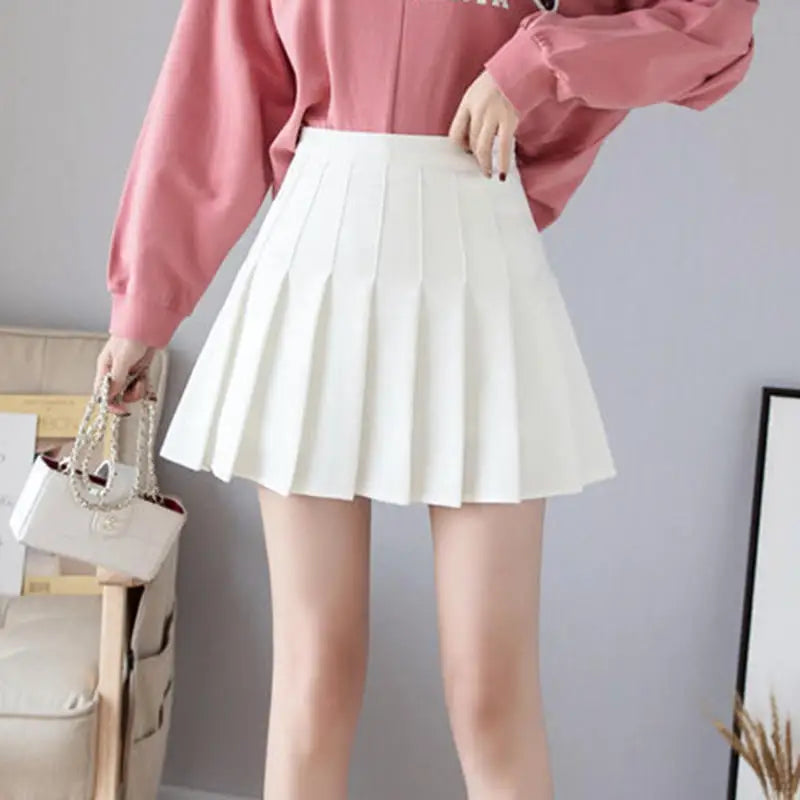 Skirt Women's High Waist Versatile Harajuku Solid Color Clothes Girl Fashionable Mini Pleated Skirt Female Student Uniform Skirt