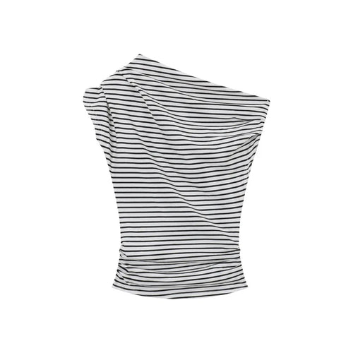 2025 Summer Striped Sexy T-shirt Women Slim Skinny Short Sleeve Y2K Korean Fashion Japanese Tee Shirt Woman Crop Tops Clothes