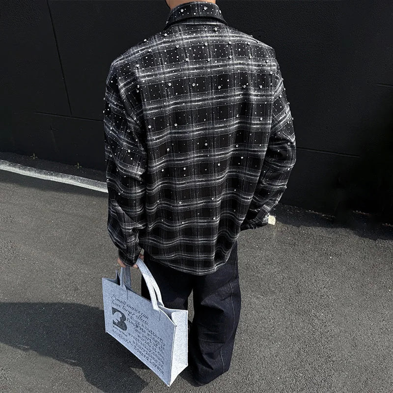 LUZHEN Social Elegant Plaid Printed Long Sleeve Shirts Coat Men's 2025 Spring High Quality Fashion Korean Casual Clothes JY3417