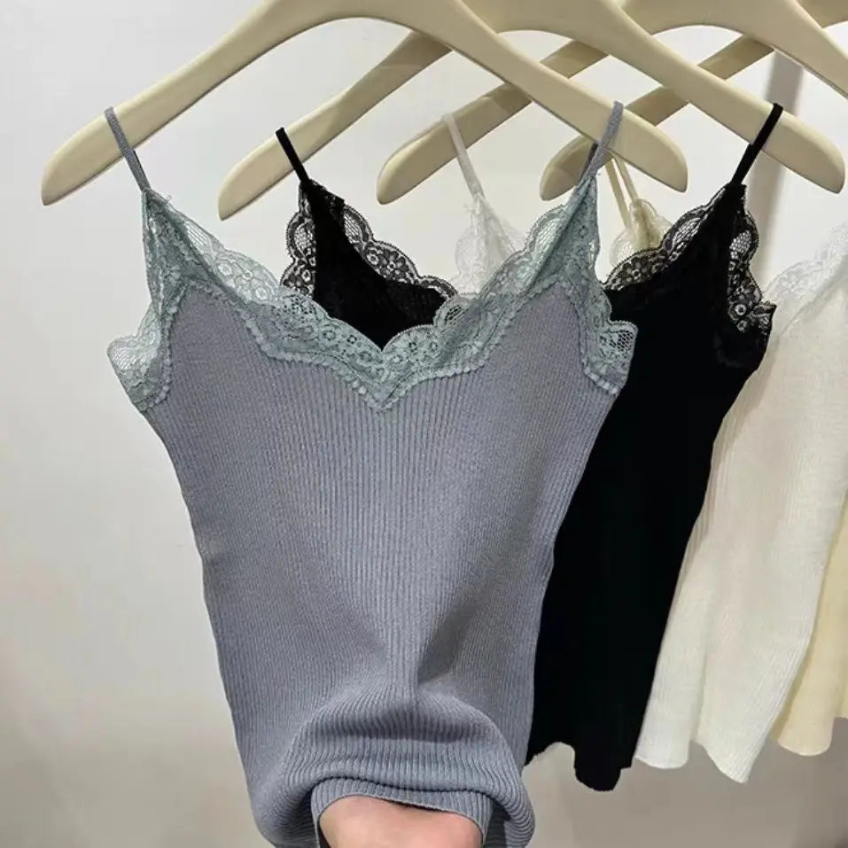 2025 Lace Tank Top Women Cropped Cute Camis Sexy White Tank Tops Female Korean Sleeveless Black Vest Summer Y2k Clothes