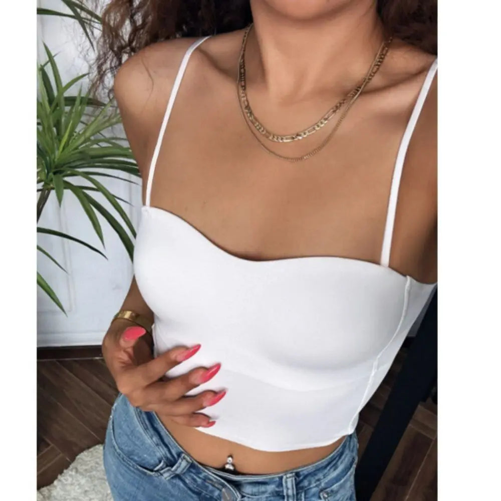 Thin Section Double Straps Solid Color Suspenders Hot Girls Inside Sports Vest Sexy Outer Wear Bottoming Slim Women