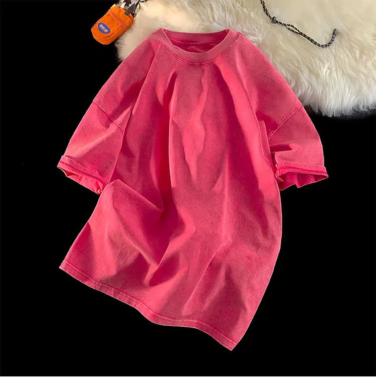 Quality Oversized Acid Washed Y2K T Shirt men Vintage T-shirts Streetwear Mineral Wash Tee Shirts boy Loose Luxury Brand Tops