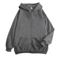 High Street Hoodie Men Solid Color Zip Up Long Sleeve Loose Jacket Coats Casual Hooded Sweatshirt Y2K Fashion Outdoor Clothes