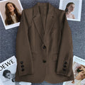 2025 Women Jacket New in Korean Fashion Small Suit Top Brown Suit Coat Clothes Loose Straight Temperament Slim Blazer for Women