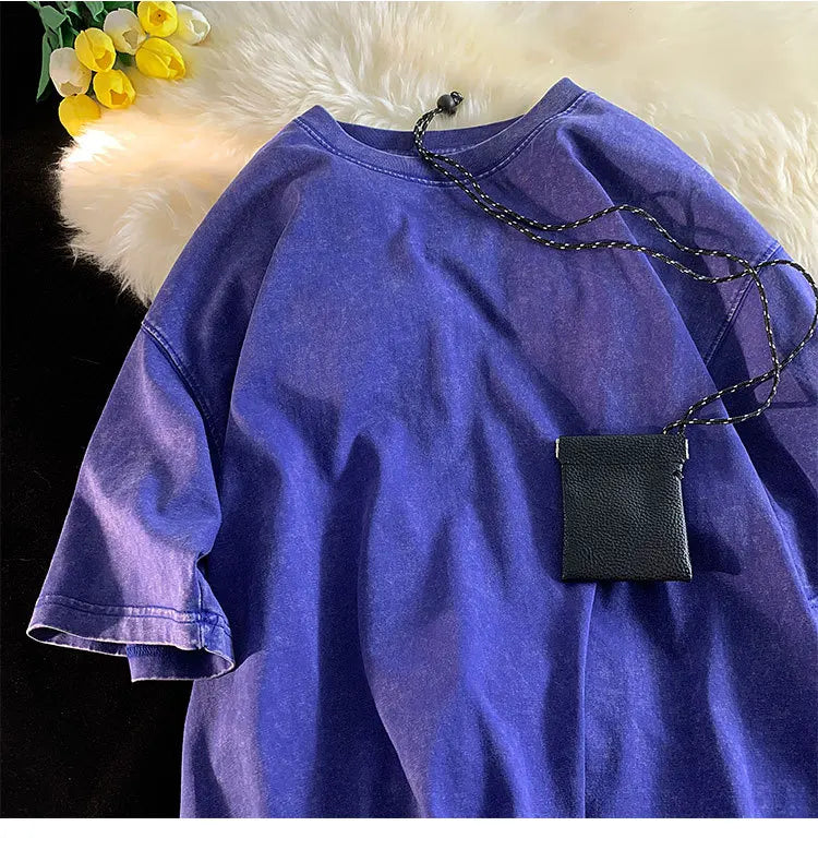 Quality Oversized Acid Washed Y2K T Shirt men Vintage T-shirts Streetwear Mineral Wash Tee Shirts boy Loose Luxury Brand Tops