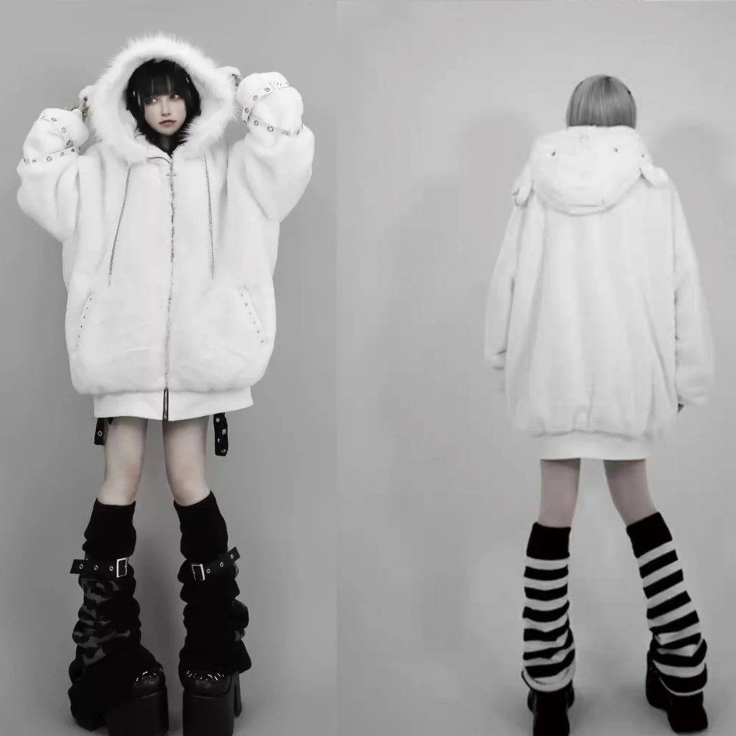 New in coats & jackets, Y2k Women's Zip-up Skull Print Hoodies, woman clothing hoodie,korean popular clothes, Harajuku Coat