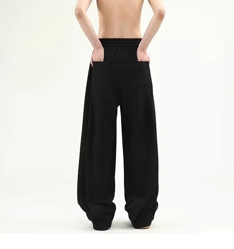 Korean Wide-leg Sweatpants Man Loose Casual Solid Color Male Pants Streetwear Clothes 2024 Spring Autumn Fashion sweatpant men