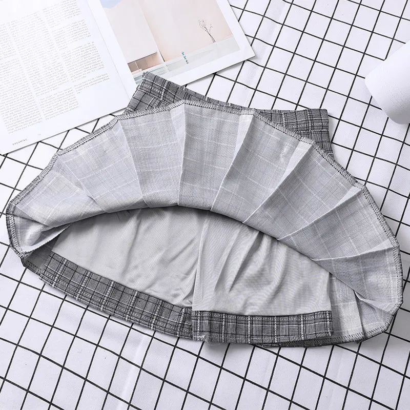 Chân váy mùa hè cho nữ năm 2023, phong cách Hàn Quốc, thời trang nữ tính, thanh lịch, dáng chữ A, ngắn, xếp ly kẻ caro. 