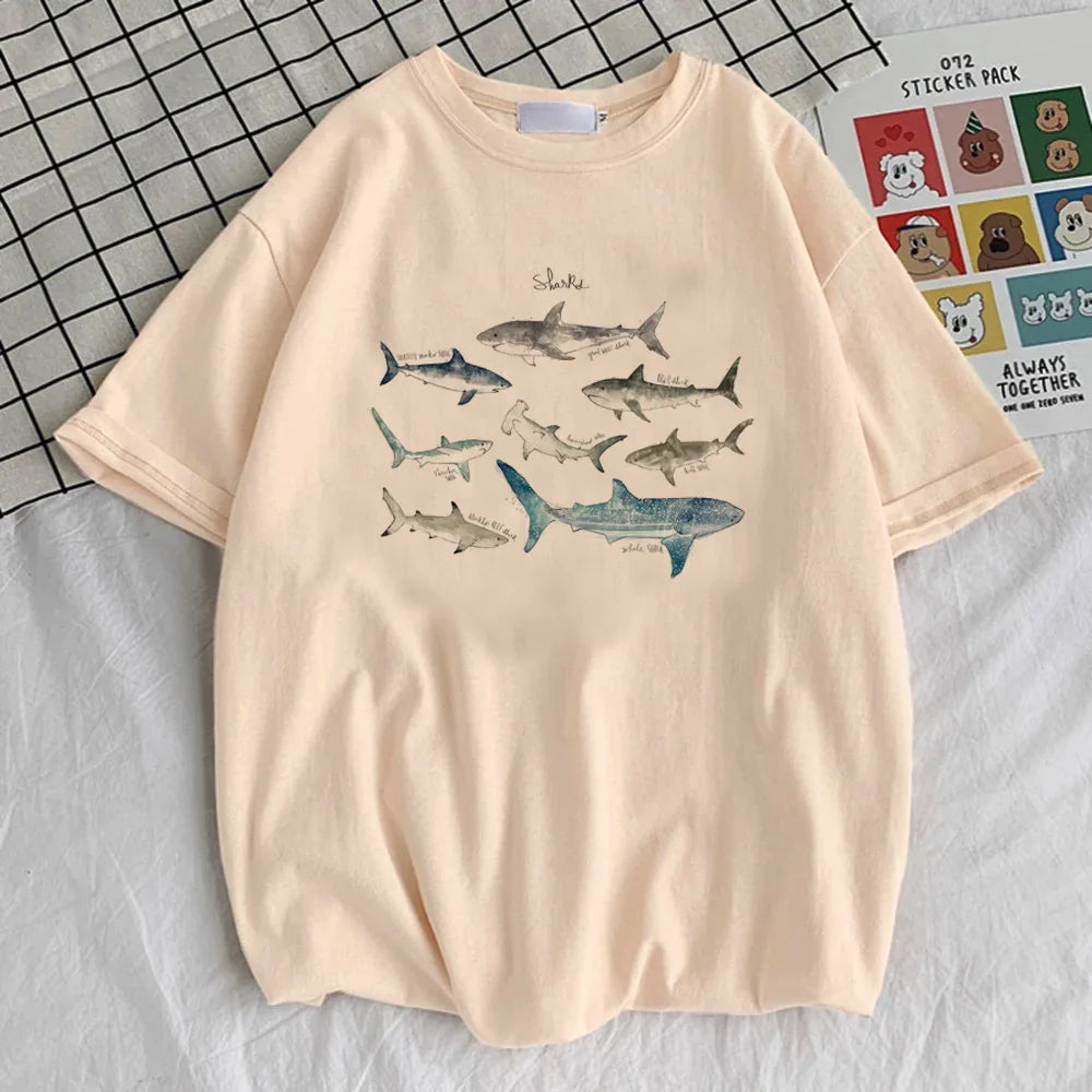 Whales girl Grunge kawaii Graphic Retro Gothic korean clothes shirt Pastel korean clothes Classic Breathable Colorful Vintage