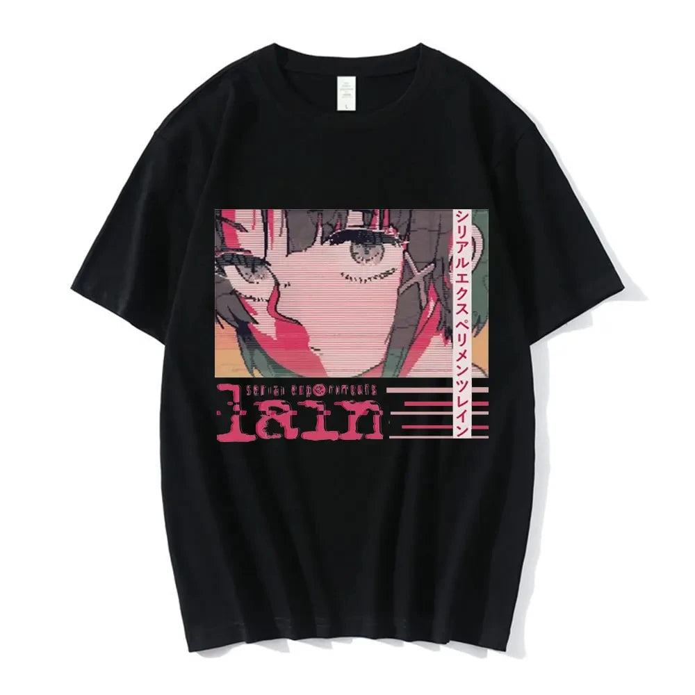 Anime Serial Experiments Lain T-Shirt Men Women Graphic T Shirts Unisex Iwakura Manga Girl Sci Fi Short Sleeve Tee Tops 62463