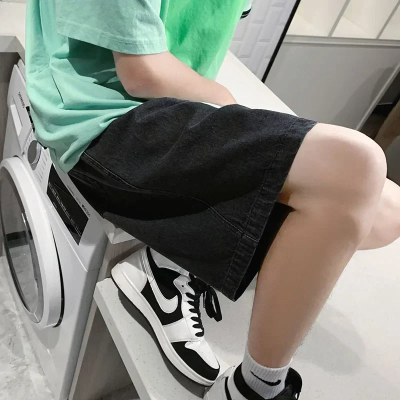 Men's Shorts Jeans Blue Denim Jorts Baggy Harajuku Pants Streetwear Y2k Unisex Oversize Korean Fashion Vintage Summer Clothes