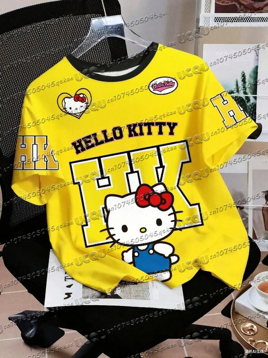 Men's Boys' Casual Sporty Hello Kitty 3D Print Graphic T-Shirt Girl Round Neck Tee Outdoor Sports Adult Women's  T-shirt