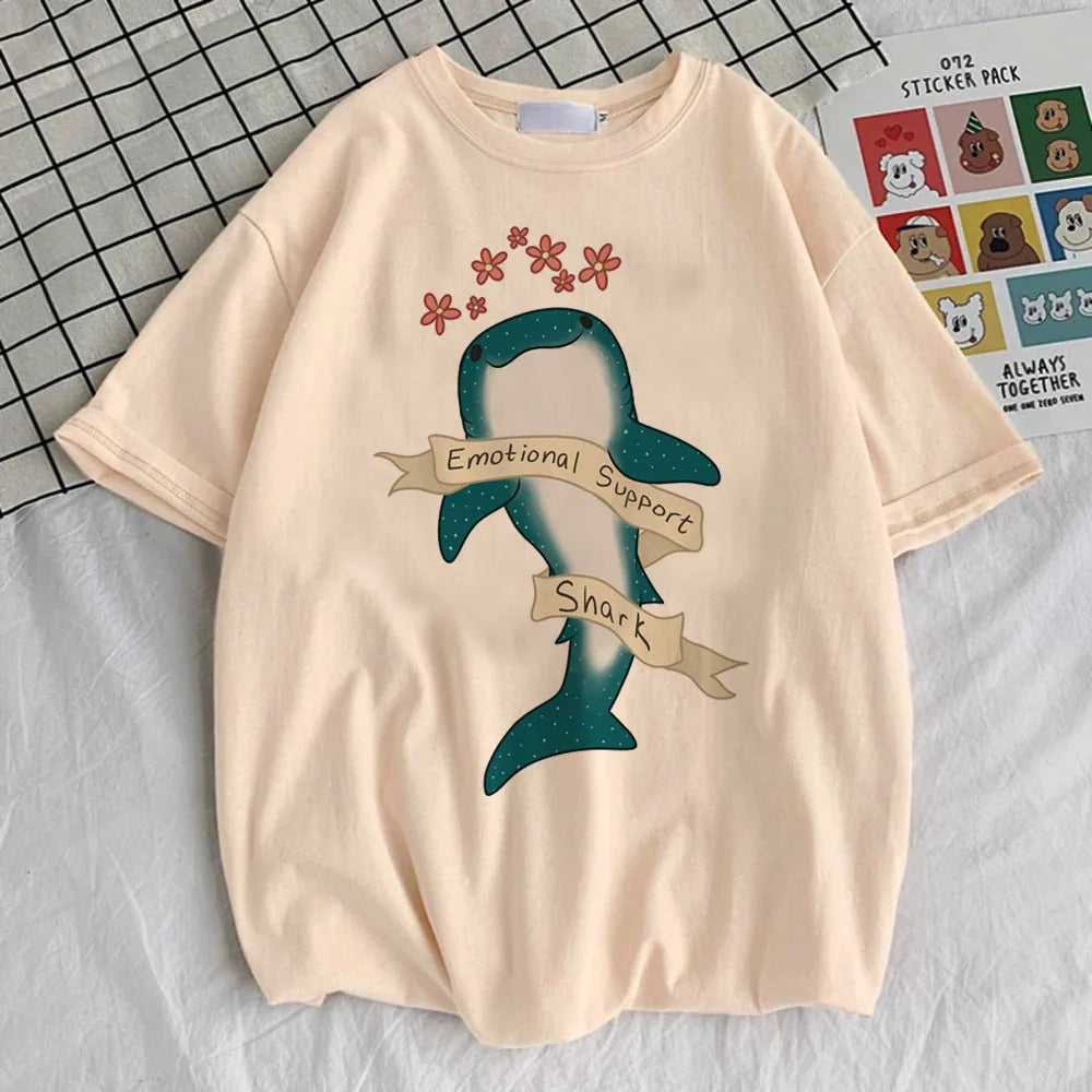 Whales girl Grunge kawaii Graphic Retro Gothic korean clothes shirt Pastel korean clothes Classic Breathable Colorful Vintage