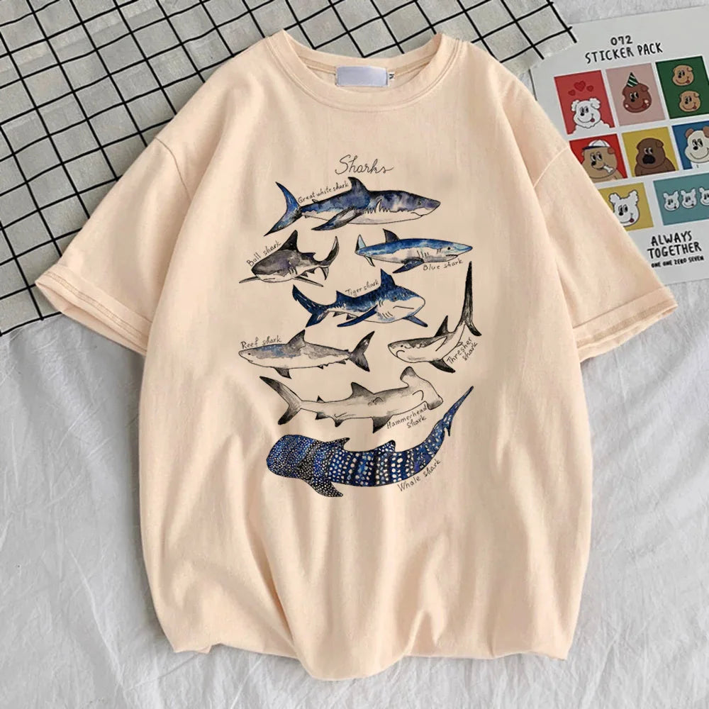Whales girl Grunge kawaii Graphic Retro Gothic korean clothes shirt Pastel korean clothes Classic Breathable Colorful Vintage