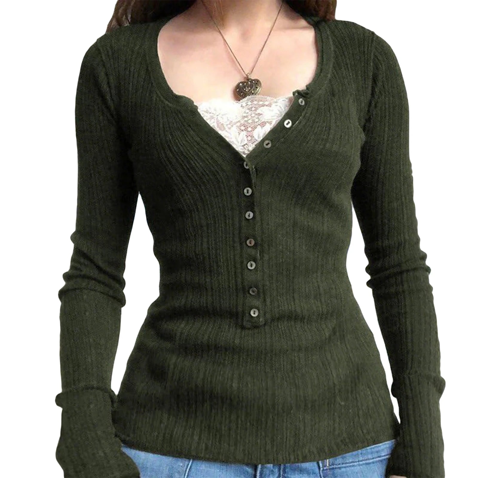 Vintage Lace Patchwork Cute Cotton Tshirts Women Korean Fashion Button Fairy Grunge Y2K Clothes Casual Spring Autumn Retro Tops