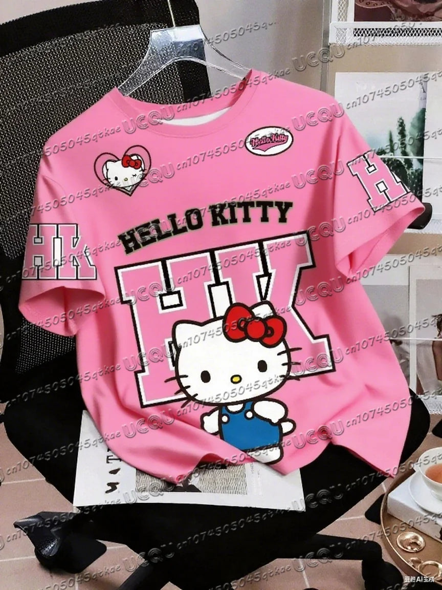 Men's Boys' Casual Sporty Hello Kitty 3D Print Graphic T-Shirt Girl Round Neck Tee Outdoor Sports Adult Women's  T-shirt