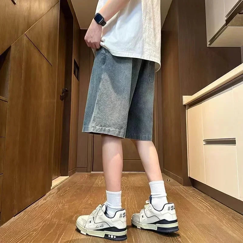 Men's Shorts Jeans Blue Denim Jorts Baggy Harajuku Pants Streetwear Y2k Unisex Oversize Korean Fashion Vintage Summer Clothes