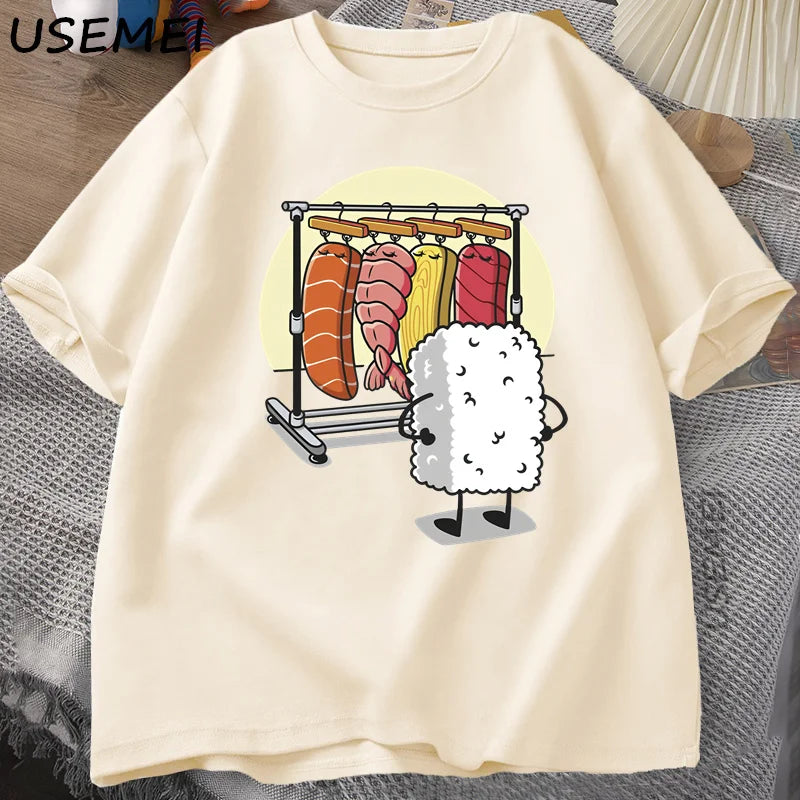 Sushi Wardrobe T Shirt Women Men Funny High Quality T-shirt Cotton Graphic T Shirts Loose Short-sleeve Pritned Tshirt Man Tops